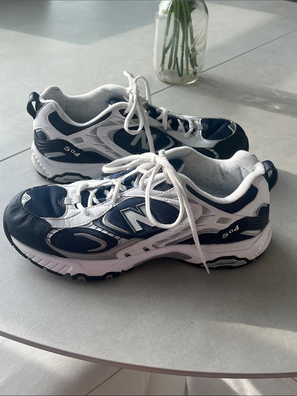 New Balance Men’s 504 Sneakers in Navy and White